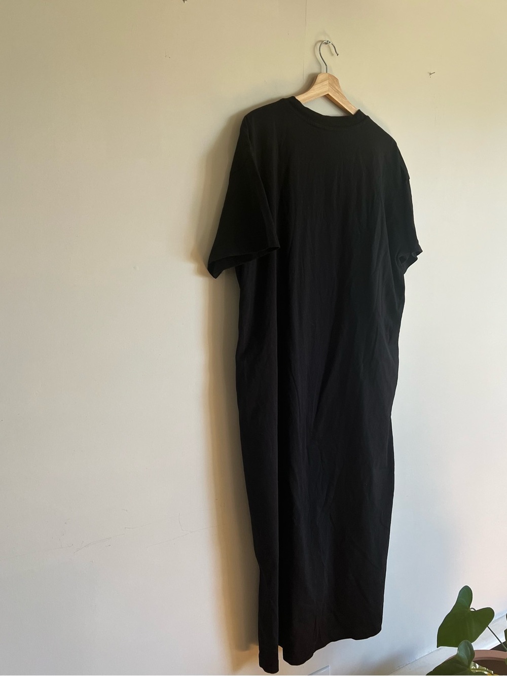 H&M Black Oversized Cotton T-Shirt Maxi Dress L